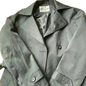 MaxMara Women's Water-Repellent 100%Cotton Trench Coat Button Front Navy Size  S